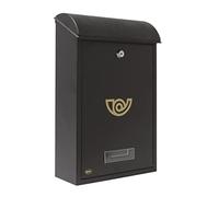 Amig 10429 - Buzón de exterior Modelo 2, Fabricado en acero, Color negro, Medidas 40 x 25 x 10 cm (tamaño papel DIN A4)