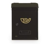 Amig - Buzón de Correos Exterior Tamaño Mini - Fabricado en Acero Aleado - Medida: 29,5 X 21 X 6,2 cm - Recibe el Correo de Forma Segura - Fácil Instalación - Incluye 2 llaves - Color: Negro