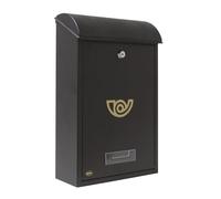 Amig 10429 - Buzón de exterior Modelo 2, Fabricado en acero, Color negro, Medidas 40 x 25 x 10 cm (tamaño papel DIN A4)
