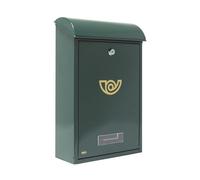 Amig 10428 - Buzón de exterior Modelo 2, Fabricado en acero, Color verde, Medidas 40 x 25 x 10 cm (tamaño papel DIN A4)