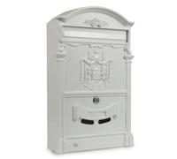 Amig - Buzón de Exterior Estilo Clásico Mod.4 de Aluminio Acabado en Blanco para Paredes, Muros o Verjas | Medidas: 40,5 x 25,5 x 8,5 cm | Fácil de Instalar | Incluye Tornillos