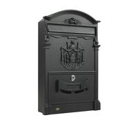 Amig - Buzón de Exterior para Cartas Estilo Clásico | Casillero Postal para Paredes, Muros o Verjas | 40,5 x 25,5 x 8,5 cm | Aluminio | Color Negro Mate | Incluye Tornillos