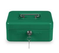 Amig - Caja de caudales - Caja de seguridad para dinero, billetes y monedas - Con bandeja portamonedas y 2 llaves - Color Verde - Acero - 200 x 160 x 90 mm