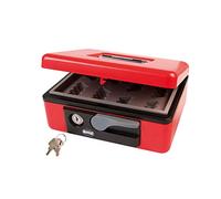 Amig - Caja de Caudales de Acero Modelo 2500 - Portamonedas Removible - Seguridad con Cerradura - Ideal para Oficina y Comercios, Rojo, 230x185x80 mm, Acero Esmaltado