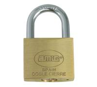 Amig - Candado de seguridad - Incluye 2 llaves - Arco normal - Latón y arco de Acero tratado - Para taquillas de gimnasio, puertas, armarios, maletas, mochilas - Doble cierre - Ancho: 30 mm