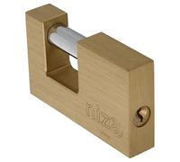 Amig - Candado de seguridad rectangular con barra | Incluye 2 llaves | Latón y arco de Acero | Alta seguridad antirrobo para puertas de camiones, contenedores, obras | Ancho: 60 mm