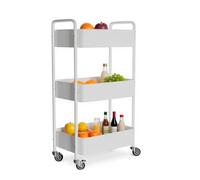 Amig - Carrito de Cocina de 3 Niveles con Ruedas Mod. Linn - Estantería Auxiliar de Acero - Blanco - Carro Multiusos para Cocina, Baño u Oficina - 40,5 x 28 x 76 cm