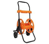 Amig - Carro Portamangueras - Para Mangueras de 1/2" - Enrollado Máximo de 60 m - Con Manivela Manual y Soporte para Guardar - Incluye 6 Accesorios Extra - Polipropileno - Naranja y Gris