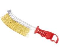 Amig - Cepillo Manual para Madera - 255 x 123 x 16 x 28 mm - Cepillo de Alambre Con Mango de Plástico - Para Tratar Madera, Piedra y Óxido - Ideal Para Lugares Estrechos - Acero Latonado