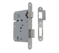 Amig - Cerradura de Embutir - Entrada: 60 mm - Distancia entre nuecas: 68 mm- Cerradura para Puertas de Madera - Con Llave de Gorja en Canto Cuadrado - Llave en Bruto - Acero Inoxidable Mate