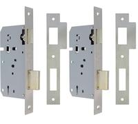 Amig - Cerradura de Embutir - Entrada: 60 mm - Distancia entre nuecas: 68 mm- Cerradura para Puertas de Madera - Con Llave de Gorja en Canto Cuadrado - Llave en Bruto - Acero Inoxidable Mate