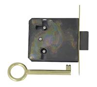 Amig - Cerradura de Embutir Para Mueble - Entrada a 30 mm - Incluye Llave de Gorja - Sistema de Cierre para Mesas, Armarios y Pequeños Muebles - Latón Dorado Mate