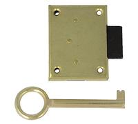 Amig - Cerradura de Embutir Para Mueble | Entrada a 30 mm | Incluye Llave de Gorja | Sistema de Cierre para Mesas, Armarios y Pequeños Muebles | Latón Dorado Mate