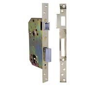 Amig - Cerradura de Embutir para Puertas de Madera | Con Paletón de Cierre | Frente y Soporte en Canto Cuadrado | Entrada de 50 mm | Picaporte reversible | Acero | Dorado | 270 mm