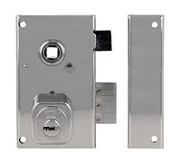 Amig - Cerradura de Sobreponer de Derecha con Palanca de Cierre, Lengüeta y Cuadradillo para Puertas de Madera Mod. 75N 67 x 112 mm Cilindro Redondo de Seguridad Acero Plateado