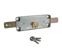 Amig - Cerradura para Puerta Enrollable | Cilindro: 15 mm | Canto redondo | Incluye 3 Llaves de Latón Niqueladas | Ideal para garajes, almacenes y locales comerciales