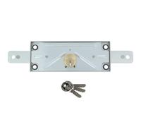 Amig - Cerradura para Puerta Enrollable | Cilindro 15 mm | Latón y Acero | Plateado | Canto Cuadrado con 3 Llaves Niqueladas | Seguridad para Garajes y Locales Comerciales