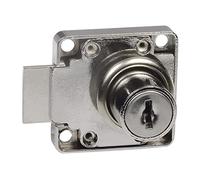 Amig - Cerradura Reforzada para Puertas de Muebles Mod.7 + 2 Llaves Mod.371 - Para Armarios de Hogar u Oficina - De Acero Niquelado - Cierre a Izquierdas - Segura y Fácil de Instalar