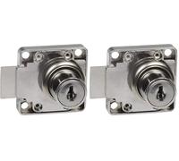 Amig - Cerradura Reforzada para Puertas de Muebles Mod.7 + 2 Llaves Mod.371 - Para Armarios de Hogar u Oficina - De Acero Niquelado - Cierre a Izquierdas - Segura y Fácil de Instalar (Paquete de 2)