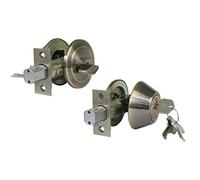 Amig - Cerrojo de Roseta con Llave Exterior y Condena Interior Mod. 1550 - Pasador de Seguridad Antisierra - Incluye 3 Llaves y Tornillería - Entrada del Cerrojo 60 y 70 mm - Acero - Ø 65 mm - Cuero