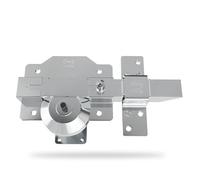 Amig - Cerrojo de Sobreponer con Resbalón de Alta Seguridad | Cilindro 50 mm | 90 x 154 mm | Acero | Cromado Brillo | Antibumping y Antitaladro | Cierre a la Izquierda