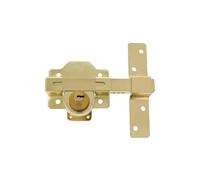 Amig - Cerrojo de Sobreponer para Puertas | Con Cilindro Redondo de Seguridad | 88 x 153 mm, Cilindro Interior 34 mm y Exterior: 70 mm | Incluye 5 Llaves de Punto | Acero Oro