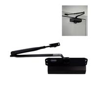 Amig - Cierrapuertas para Cierre Automático de Puertas de Peso Max 40 kg y Ancho Max 85 cm - De Aluminio Acabado Negro Mate - Evita Accidentes por Portazos o Corrientes de Aire - Incluye Tornillos