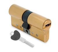 Amig - Cilindro de seguridad - Cerradura para puertas - Antiganzúa y Antibumping - Bombín Antiextracción y Antirotura - Incluye 5 llaves - Dorado mate - Medidas: 95 (35-60) mm