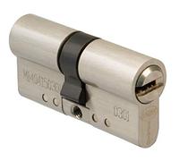 Amig - Cilindro de seguridad - Cerradura para puertas - Bombín de doble embrague -Leva larga - Incluye 3 llaves - Plateado Mate - Medidas: 90 (45-45 mm)