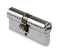 Amig - Cilindro de seguridad | Cerradura para puertas | Bombín de doble embrague |Leva larga | Incluye 5 llaves | Plateado | Medidas: 60 (30-30 mm)