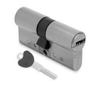 Amig - Cilindro de seguridad - Cerradura para puertas de Madera - Antiganzúa y Antibumping - Bombín Antiextracción y Antirotura - Incluye 5 llaves - Plateado mate - Medidas: 70 (35-35) mm
