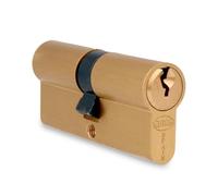 Amig - Cilindro de seguridad - Cerradura para puertas - Leva de 15 mm - Incluye 3 llaves - Latón mate - Medidas: 60 (30-30 mm)