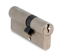 Amig - Cilindro de seguridad | Cerradura para puertas | Leva de 15 mm| Incluye 3 llaves | Plateado Mate | Medidas: 85 (30-55 mm)