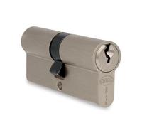 Amig - Cilindro de seguridad - Cerradura para puertas -Leva de 15mm- Incluye 3 llaves - Plateado Mate - Medidas: 60 (30-30 mm)