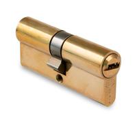 Amig - Cilindro de seguridad | Cerradura para puertas | Bombín de doble embrague |Leva larga | Incluye 5 llaves | Dorado | Medidas: 70 (30-40 mm)