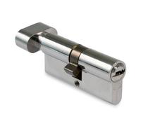 Amig - Cilindro de seguridad con muletilla - Cerradura para puertas - Bombín de Alta Seguridad - Antiganzúa y Antitaladro - Incluye 5 llaves - Cromado Brillo - Medidas: 60 (30-30 mm)