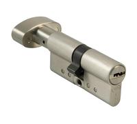 Amig - Cilindro de seguridad con muletilla - Cerradura para puertas - Bombín de Alta Seguridad - Antiganzúa y Antibumping - Incluye 5 llaves - Cromado Mate - Medidas: 70 (35-35 mm)