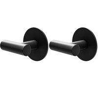 Amig - Colgador adhesivo para toalla de baño Mod. 6 - Toallero gancho Adhesivo sin tornillos - 60 x 55 x 65 mm - Acero inoxidable - Negro mate (Paquete de 2)