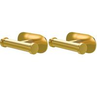 Amig - Colgador adhesivo para toalla de baño Mod. Ea-5 - Toallero gancho Adhesivo sin tornillos - 100 x 65 x 45 mm - Acero inoxidable - Oro mate (Paquete de 2)