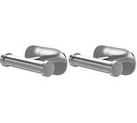 Amig - Colgador adhesivo para toalla de baño Mod. Ea-5 - Toallero gancho Adhesivo sin tornillos - 100 x 65 x 45 mm - Acero inoxidable - Plateado mate (Paquete de 2)