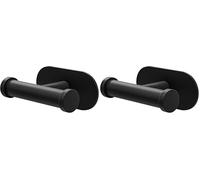 Amig - Colgador adhesivo para toalla de baño Mod. Ea-5 - Toallero gancho Adhesivo sin tornillos - 100 x 65 x 45 mm - Acero inoxidable - Negro mate (Paquete de 2)