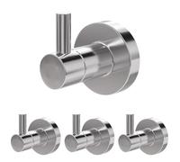 Amig - Colgador toalla baño Mod. Gorliz-5 - Toallero gancho Con tornillos incluidos - 46 x 55 x 52 mm - Acero inoxidable - Plateado - Cromado brillo (Paquete de 4)