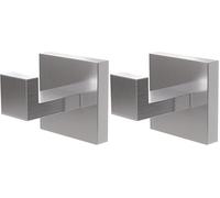Amig - Colgador toalla baño Mod. Isla-4 - Toallero gancho Con tornillos incluidos - 55 x 55 x 55 mm - Acero inoxidable - Plateado mate (Paquete de 2)
