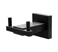 Amig - Colgador toalla baño Mod. Isla-5 - Toallero gancho Con tornillos incluidos - 73 x 73 x 50 mm - Acero inoxidable - Negro mate