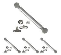 Amig - Compás de Gas para Elevación de Puertas Abatibles de Muebles - Mod.96-247 x 15 mm - Resistencia de carga: 12 kg - Amortiguador para Apertura Descendente sin Impacto - Plateado (Paquete de 4)