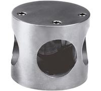 Amig - Conector de Tubos con 3 Agujeros - Ø 50 x 43 mm - Ideal para Baños Públicos y Tablones de Madera - Para Uniones en Sistemas de Mamparas - Acero Inoxidable 18/8 Plateado Mate