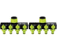 Amig - Conector para 4 Mangueras - 1" y 3/4" - Regulable - Con Válvula de 4 Vías y 4 Interruptores Individuales - Plástico ABS - Verde Pistacho (Paquete de 2)