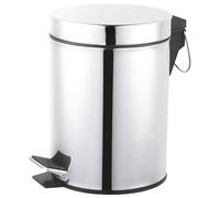Amig - Cubo de Basura para Baño con Pedal 3 Litros Mod. Linea - Color Inox Pulido - Apertura Higiénica sin Manos - Ø16,8 x 25,5 cm - Acero Inoxidable - Papelera Redonda con Cubo Interior Removible