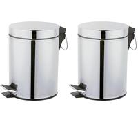 Amig - Cubo de Basura para Baño con Pedal 3 Litros Mod. Linea - Color Inox Pulido - Apertura Higiénica sin Manos - Ø16,8 x 25,5 cm - Acero Inoxidable - Papelera Redonda con Cubo Interior Removible