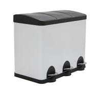 Amig - Cubo de Basura Triple con Pedales 45 litros - 3 Compartimentos Extraíbles de 15 litros - Cubo de Reciclaje para Cocina - Acero - 60 x 37 x 49 cm - Blanco